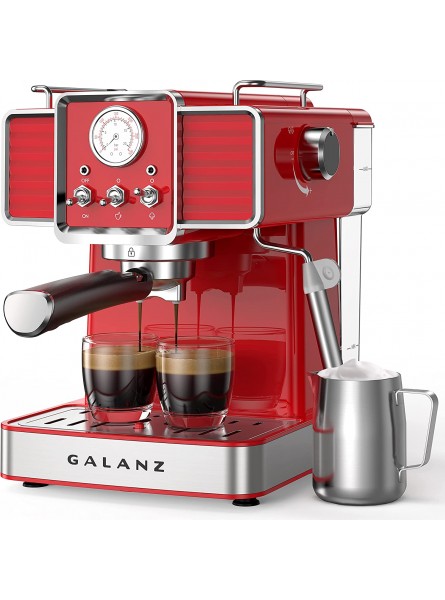 Galanz Retro Espresso Machine with Milk Frother 15 Bar Pump Professional Cappuccino and Latte Machine 1.5L Removable Water Tank Retro Red 1350 W B09HKD3YYN