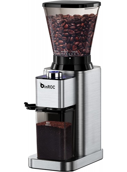 Anti-static Conical Burr Coffee Grinder with 48 Grind Settings binROC Adjustable Burr Mill Coffee Grinder for 2-12 Cups Stainless Steel B09K7B9573