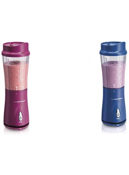 Hamilton Beach Personal Blender for Shakes and Smoothies with 14oz Travel Cup and Lid Raspberry 51131 & Hamilton Beach Personal Smoothie Blender With 14 Oz Travel Cup And Lid Blue 51132 B084ZSY2XS