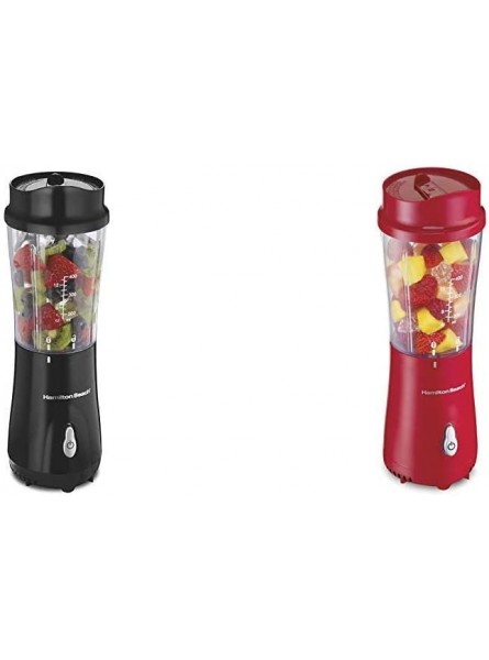 Hamilton Beach Personal Blender with 14oz Travel Cup and Lid Black 51101AV & Hamilton Beach Personal Blender for Shakes and Smoothies with 14oz Travel Cup and Lid Red 51101RV B084ZT11LM