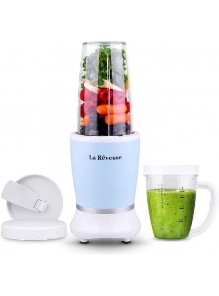 La Reveuse Personal Size Blender 250 Watts Power for Shakes Smoothies Seasonings Sauces with 1 Piece 15 oz Cup,1 Piece 10 oz Mug,BPA Free Sky Blue B08HPLXDLY