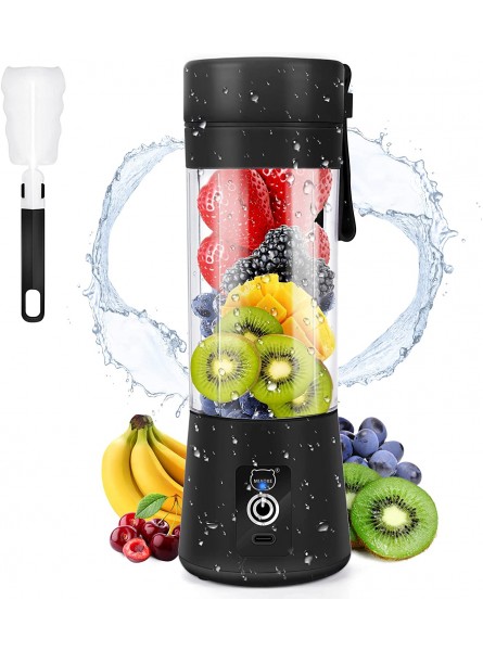 Portable Blender MIAOKE Smoothie Blender Personal Mini Juice Blender with Six Blades in 3D USB Rchargeable Juicer Cup Home Office Outdoors Black B09X9Q6FCH