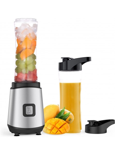 Smoothie Blender Personal Size for Shakes and Smoothies 300 Watt Single Serve Small Blender with Two 20oz Travel Sport Bottles 4 Stainless Steel Blades BPA-Free B09SYVZL2G