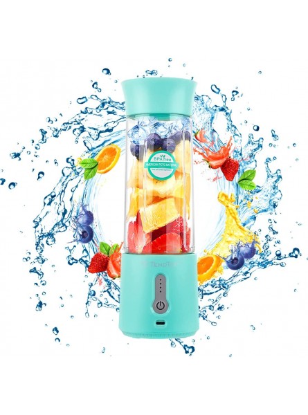 T TENDTOP Portable Blender for Shakes Smoothies Juice Personal Smoothie Blender USB Rechargeable with Powerful Blade Mini Juicer for Travel Kitchen Sport Mint Blue B09L5MY5C9