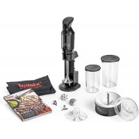 bamix Grill n Chill Immersion Hand Blender – 4 Stainless Steel Interchangeable Blades –400ml & 600 ml Beakers Processor Attachment Table Stand Recipe Book and Apron – 200 Watt with 2 Speeds B07JVP79Y7