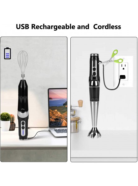 Cordless Hand Blender Rechargeable Powerful Variable Speed Control with 21-Speed Immersion Stick Blender Portable Electric Hand Mixer with Chopper B08CMJYS1D