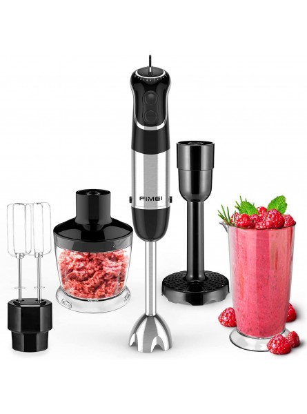 FIMEI Hand Blender Electric Hand Mixer [360-degree Installation] 5-in-1 Immersion Blender with Whisk 500ml Food Chopper 700ml Beaker Masher Stepless Speed and Turbo Setting B08FB7S965
