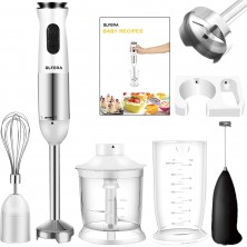 GLFERA 6-in-1 Immersion Hand Blender 12-Speed Corded Blender with 500ml Food Chopper 700ml Container Whisk Milk Frother Blender Holder Stainless Steel Stick Blender for Puree Baby Food Smoothies BPA-Free B08L5CN6J5