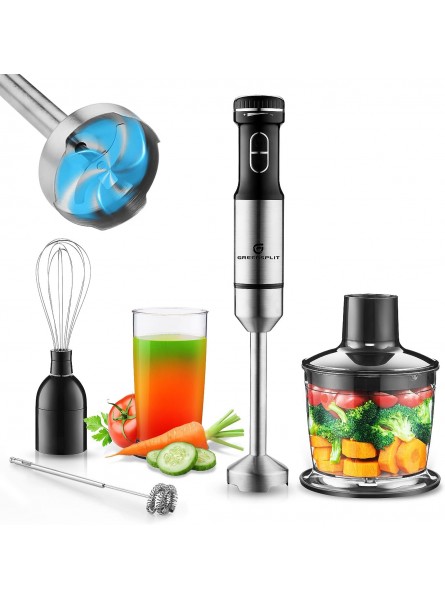 Greensplit 5-in-1 Immersion Blender Handheld Multi-function Hand Blender 800w Powerful Handheld Blender Electric Set 16-Speed Stainless Steel Stick with Cross Blade Easily for Baby Food and Smoothies Hand Blender B09CPCSZ3T