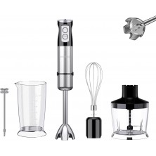 HOUCAE Hand Blender Turbo for Finer Results 4-in-1 Gift Set 500 Watt 6-Speed Immersion Multi-Purpose Hand Blender Heavy Duty Copper Motor Brushed 304 Stainless Steel With Whisk Milk Frother Attachments. Black. B096WRTRYD