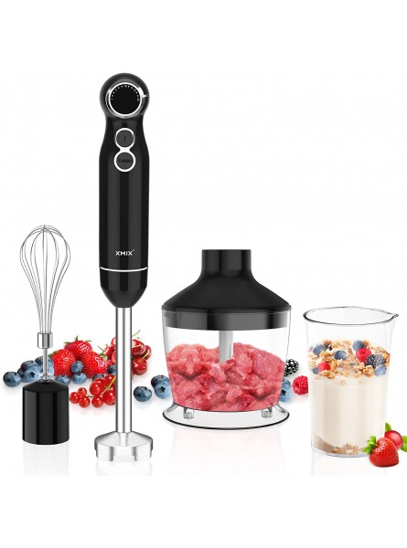 Immersion Blender XMIX 4-in-1 Immersion Hand Blender 20 Speed & Turbo Electric Stick Blender Stainless Steel with Beaker Whisk Chopper for Baby Food Soup Blender Handheld B09NPVQX6R