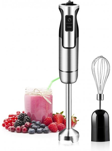Immersion Hand Blender 2-in-1 Handheld Stainless Steel Stick Blender with Variable Speeds Egg Whisk Smoothies Sauces and Puree 500w Black B089SMFDC9