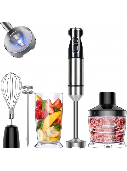 OCTAVO Hand Blender Immersion Smart Stick Variable Speeds,Titanium Plated Blade 800W 5-in-1 20.3 OZ Mixing Beaker 17 OZ Chopper Whisk And Milk Frother Attachment BPA-Free B095RQR91L
