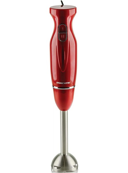Ovente Electric Immersion 304-Grade Stainless Steel Blades 300W Multipurpose Hand Blender Mixer 2 Speed Settings Red HS560R HS560R-Red Renewed B07XFH95M2