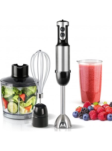 Toyuyugo Hand Blender 500 Watt 6-Speed 4-in-1 Immersion Multi-Purpose Stick Blender with Egg Whisk 600ml Container Food Grinder Puree for Infant Food Smoothies and Soups,Black,HB-6002 Black B09JGKK3MQ