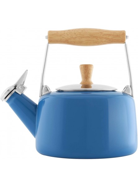 Chantal SVEN Enamel on Steel Whistling Teakettle with Natural Wood handle 1.4 quarts Blue Cove B0854F4SVQ