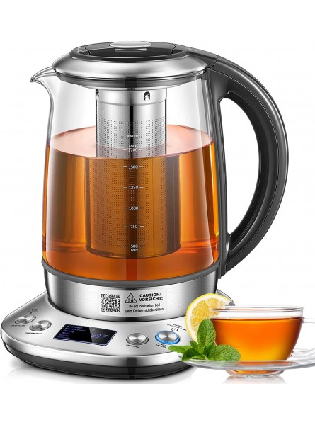 Electric Tea Kettle FOHERE Electric Kettle Temperature Control with 6 Presets 2Hr Keep Warm Removable Tea Infuser Stainless Steel Glass Boiler BPA Free 1.7L B09TW61D31