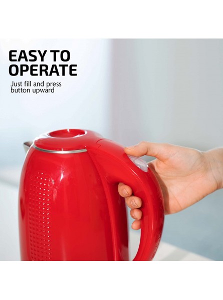 Ovente Portable Electric Kettle Stainless Steel Instant Hot Water Boiler Heater 1.7 Liter 1100W Double Wall Insulated Fast Boiling with Automatic Shut Off for Coffee Tea & Cold Drinks Red KD64R B076HZ5CJK