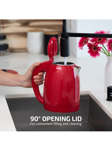 Ovente Portable Electric Kettle Stainless Steel Instant Hot Water Boiler Heater 1.7 Liter 1100W Double Wall Insulated Fast Boiling with Automatic Shut Off for Coffee Tea & Cold Drinks Red KD64R B076HZ5CJK