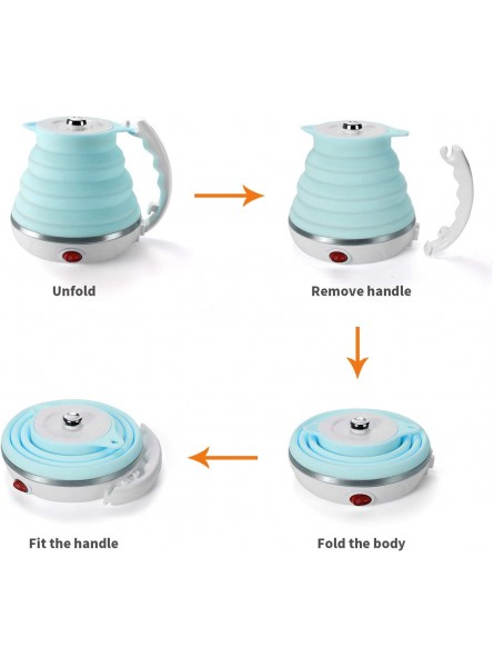Travel Foldable Electric Kettle Food Grade Silicone Meonxy Collapsible Portable Tea Kettle Boil Dry Protection Dual Voltage and Separable Power Cord 555ml 110 220V B07XGFR81M