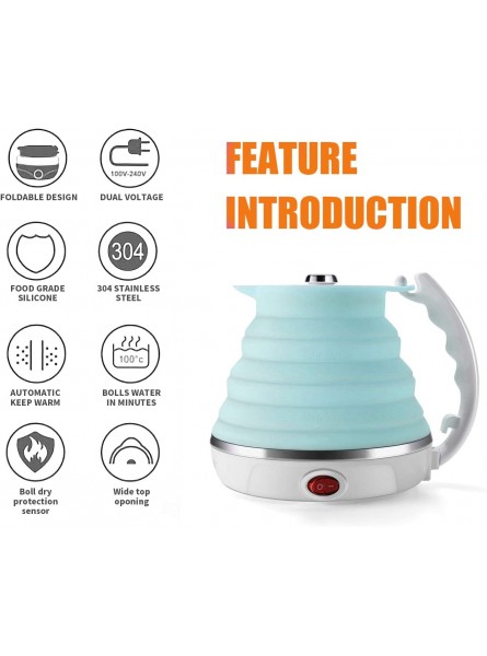 Travel Foldable Electric Kettle Food Grade Silicone Meonxy Collapsible Portable Tea Kettle Boil Dry Protection Dual Voltage and Separable Power Cord 555ml 110 220V B07XGFR81M