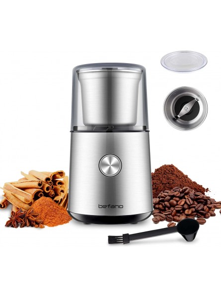 Befano Coffee Bean Grinder Electric 2.8oz Large Capacity Spice and Nut Grinder Espresso Grinder with Removable Cups and Stainless Steel blade Easy to Clean,180W High Power Brushed Silver B09R7PZ4JT
