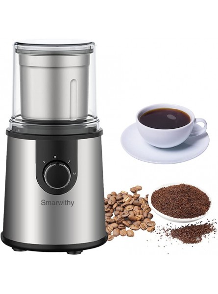 Coffee Grinder Electric Coffee Grinder For Beans Spices & More Stainless Steel Blade Removable Chamber Makes Up To 18 Cups 2 acceleration gear control Silver B09N7JRK3P