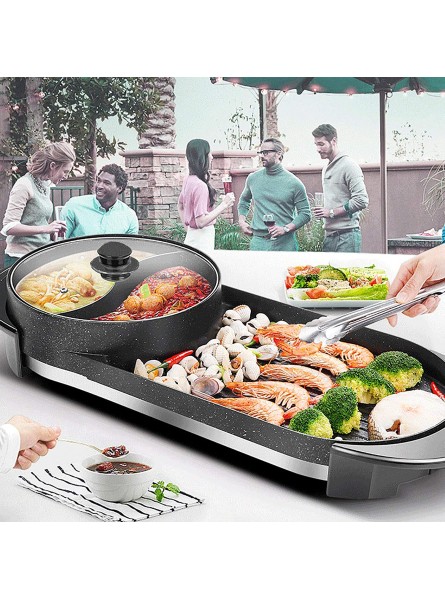2 in 1 Portable Electric Hot Pot Grill Multifunctional Indoor Teppanyaki Grill Korean BBQ Shabu 3.6L Capacity for 2-12 People Double Stove 1500W 2 B08RDNXHWQ