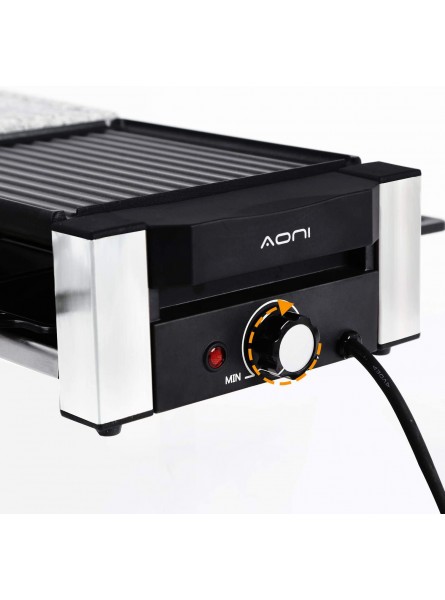 AONI Raclette Table Grill Electric Indoor Grill Korean BBQ Grill 1200W Removable 2-in-1 Non-Stick Grill Plate and Cooking Stone Ideal for Parties with 8 Cheese Melt Pans B08W4DNJMM