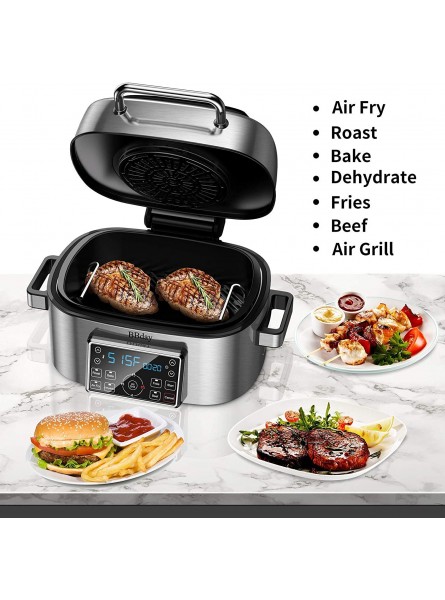BBday 10-in-1 Electric Indoor Grill Combo with 6.5 QT Air Fryer Roast Bake and Dehydrate 1660W Stainless Steel B08HL1SM8Q