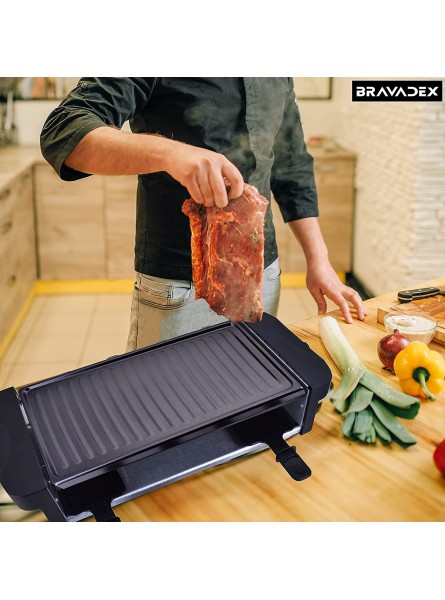 BRAVADEX Raclette Table Grill Electric Indoor Barbecue Machine Korean BBQ Tabletop Griddle Portable Non-Stick Hot Plate 1200W Fast Heating Crepe Maker with 8 Small Cheese Warmer Hotpot Plates B0947CHJ46