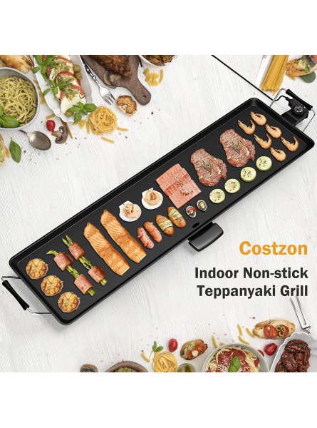 Costzon 35 Electric Griddle Teppanyaki Grill BBQ Nonstick Extra Large Griddle Long Countertop Grill with Adjustable Temperature & Drip Tray Indoor Outdoor Cooking Plates for Pancake Barbecue B01HI3OML4