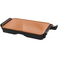 Crux Electric Griddle with Copper Ceramic Coating Heat Resistant Handles Dip Tray Make up to 15 Eggs or Pancakes Matte Black and Copper Titanium Extra Large 14619 B07VTZ27B7
