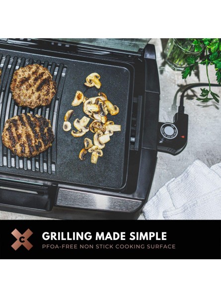CRUX Smokeless Indoor BBQ Grill with Viewing Window Faster Preheat Large 10”x14” Grill Surface for Family Sized Meals Healthy-Eco Non-Stick Coating & Dishwasher Safe Parts for Easy Clean Up Black B08DVSZP7J