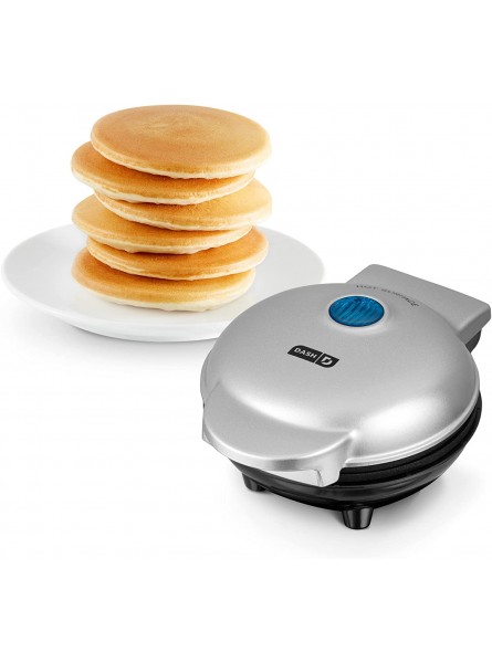 DASH Mini Maker Electric Round Griddle for Individual Pancakes Cookies Eggs & other on the go Breakfast Lunch & Snacks with Indicator Light + Included Recipe Book Silver B06XP2Y5Z5