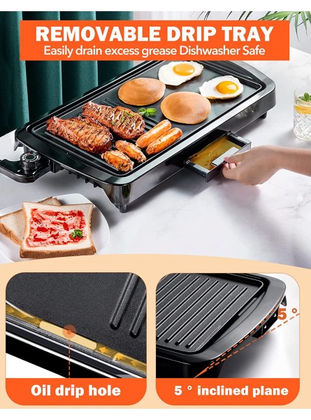 Electric Griddle Nonstick Large 21''x11'' Versatile 2-in-1 Electric Griddle Non-stick Coating Flat & Textured Combined Cooking Area Fast Heat 5-Level Control Hassle-Free Clean 1600W Black B09WQTKNXB