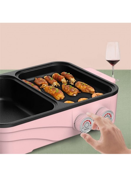 Electric Grill Indoor Hot Pot with Glass Lid & Removable Non-Stick Grill Plate,Separate Dual Temperature Contral for 2-8 People Family Gathering Friend Meeting Party pink B09WMBBLB8