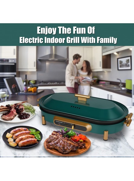 Electric Grill Indoor Techwood Indoor Electric Grill Griddle Portable Korean BBQ Grill Non-stick Cooking Surfaces and Removable Plates Adjustable Temperature Fast Heat Up Easy to Clean 1200W Green B095WF32KC
