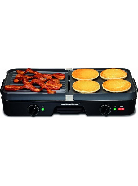 Hamilton Beach 3-in-1 Electric Indoor Grill + Griddle 8-Serving Reversible Nonstick Plates 2 Cooking Zones with Adjustable Temperature 38546 Black B0083I7TCI