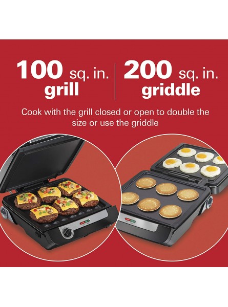 Hamilton Beach 4-in-1 Indoor Grill & Electric Griddle Combo with Bacon Cooker Black & Silver 25601 & Portable 7-Quart Programmable Slow Cooker With Lid Latch Strap for Easy Transport Black B09378BDGH