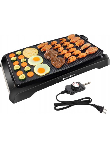 Health and Home 2-in-1 Nonstick Indoor Smokeless Electric Griddle ,21 Inch Extra Large Surface With Slide-Out Drip Tray Oil Collection ,Adjustable 5-Level Thermostat,Family Size Electric Griddle B017I7NEEG