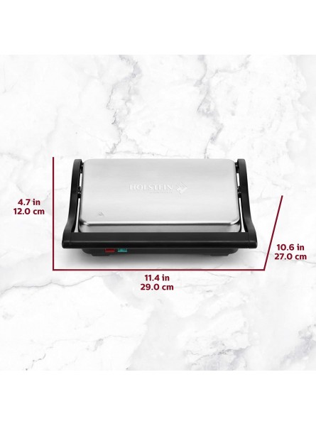 Holstein Housewares Non-Stick Panini Press Electric Griddle for Toasting Sandwiches and Various Snacks Black Stainless Steel 260 x 170mm B013777AF0