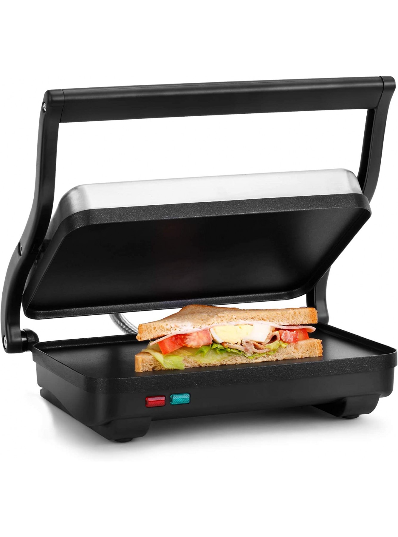 Holstein Housewares Non-Stick Panini Press Electric Griddle for Toasting Sandwiches and Various Snacks Black Stainless Steel 260 x 170mm B013777AF0