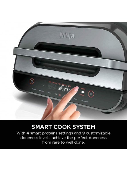 Ninja FG551 Foodi Smart XL 6-in-1 Indoor Grill with Air Fry Roast Bake Broil & Dehydrate Smart Thermometer Black Silver B089TQ82WT
