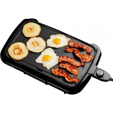 Ovente Electric Indoor Kitchen Griddle 16 x 10 Inch Nonstick Flat Cast Iron Grilling Plate 1200 Watt with Temperature Control and Oil Drip Tray Perfect for Cooking Pancake Breakfast Black GD1610B B07K1FCZLF