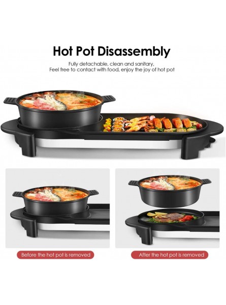 SEAAN Electric Hot Pot Grill Barbecue Grill Indoor Hot Pot with Large Capacity Portable Multifunctional Non-Stick BBQ Pan with Adjustable Temperature Double Flavor Hot Pot 110V separable hot pot B08P4FXBRB
