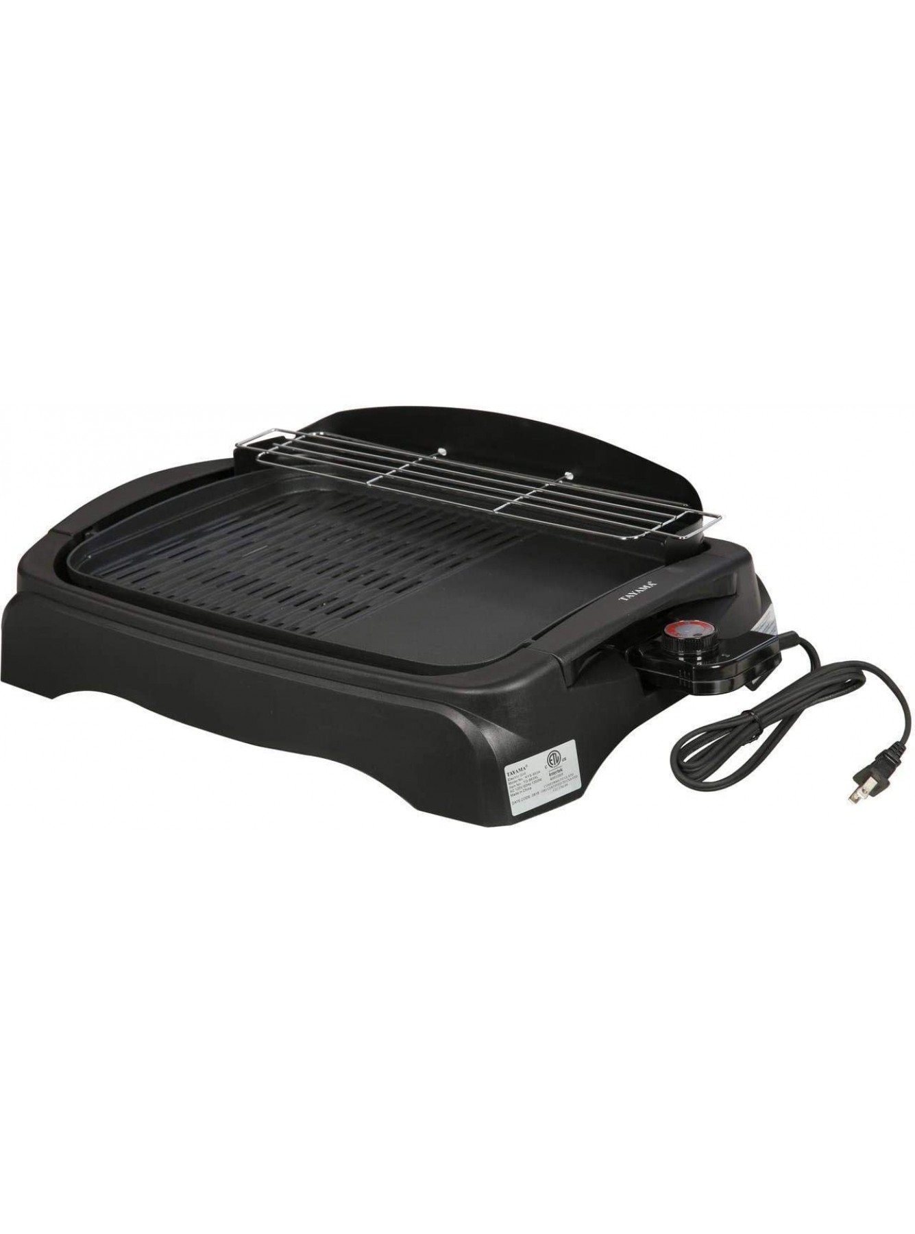 Tayama TG-863XL Non-Stick Electric Grill Ribbed and Solid Surface Large Black B07JPLL7JS