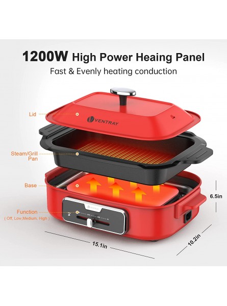 Ventray Smokeless Indoor Grill Electric Grill with Removable Non-Stick Cast Aluminum Griddle Plate Portable Korean BBQ Grill Cooking 1200W B0B27Y9HZC