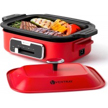 Ventray Smokeless Indoor Grill Electric Grill with Removable Non-Stick Cast Aluminum Griddle Plate Portable Korean BBQ Grill Cooking 1200W B0B27Y9HZC