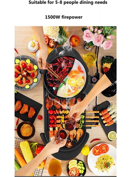 XIONGGG Electric Grill Hot Pot Indoor Smokeless BBQ Grill Non-Stick Pan Separate Dual Temperature Contral 1-8 People Gathering B098M6C2ZS